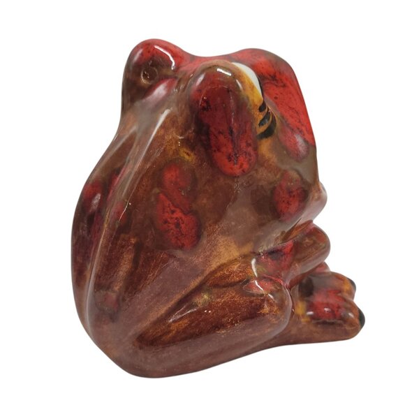Vtg Ceramic Frog Sponge Holder Hand-painted 1970s Big Mouth Splatter Red Brown - Picture 12 of 15